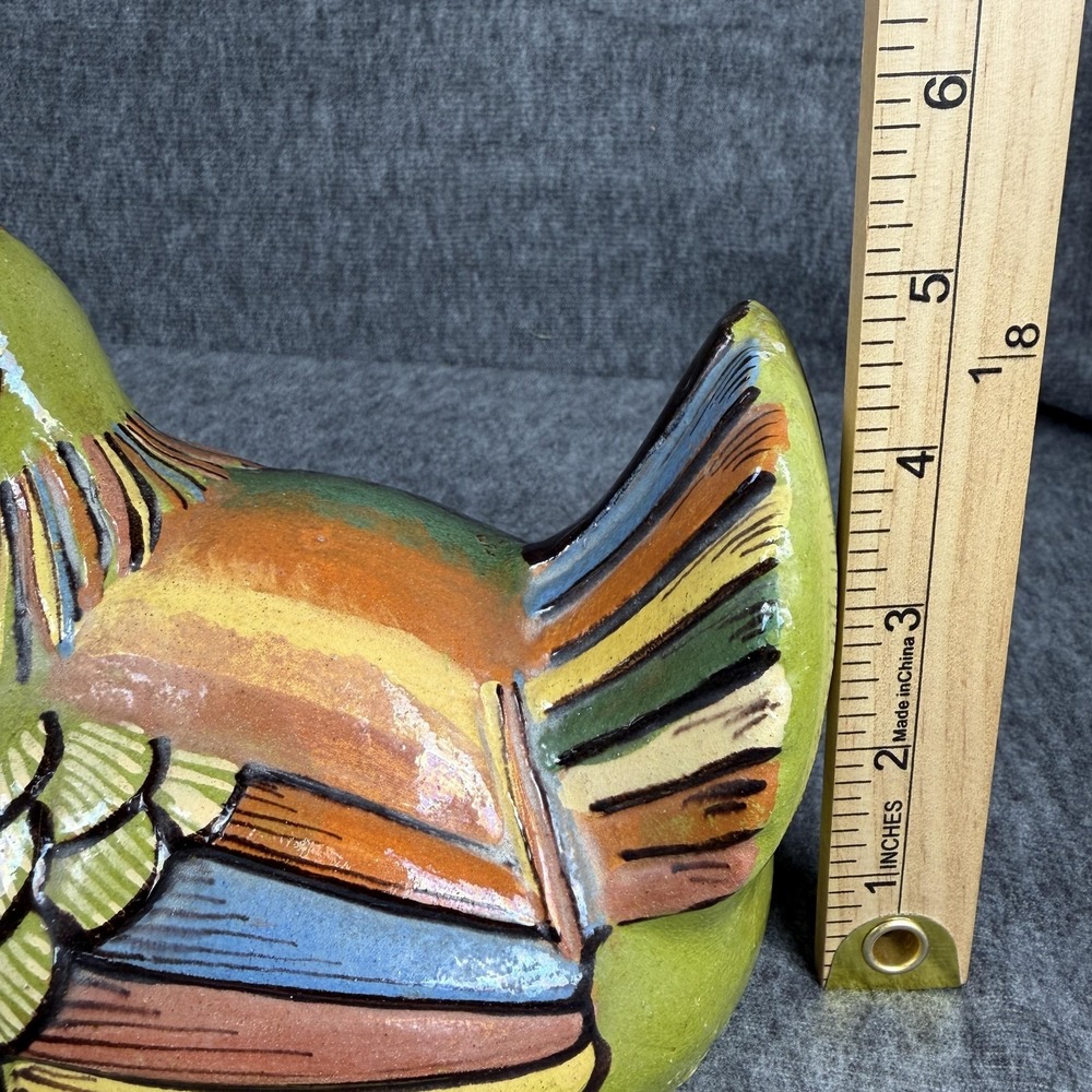 Vintage Mexican Multicolor Ceramic Hen Chicken Nest Dish Terracotta Folk Art - Picture 11 of 12